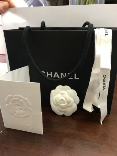 Authentic Chanel Gift Bag W Ribbon, Flower, Receipt Holder