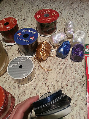 Lot 21 harvest Christmas gold tulle Holiday ribbon yellow blue green gift tags