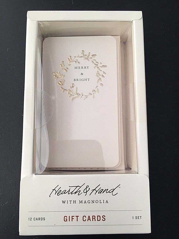 Merry and Bright Gift Cards Tag Set 12 pc w/ Envelopes Hearth and Hand Magnolia