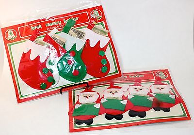 Vtg 4 Santa and 4 Boot Money Holder Decoration Gift Tag Ornament NIP commodore