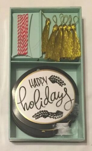 CR Gibson Gift Tags And Accessories, Happy Holidays, Gold Tassels, NEW