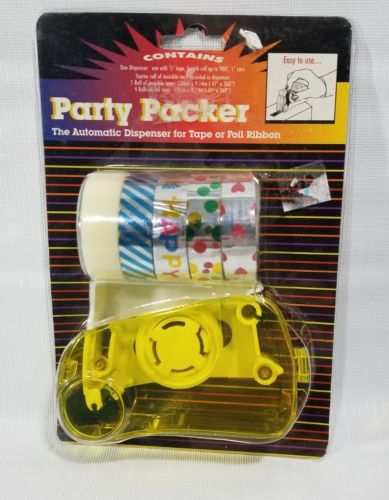 Party Packer Automatic Tape or Foil Ribbon Dispenser w Tape & Foil Rolls NOS