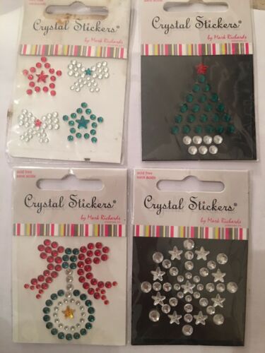 Christmas 4 packs Crystal Bling Stickers Bows Tree Wreath snowflake New