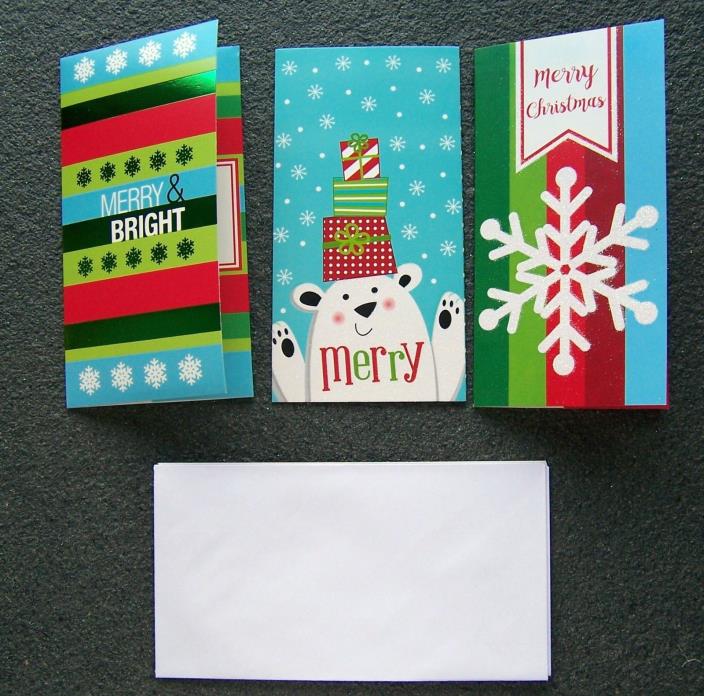 LOT OF (3)  Money / gift card holders cards W envelopes*   Merry Christmas JOLLY
