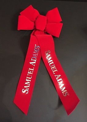 Samuel Adams Boston Lager Beer Red Velvet Christmas Wreath or Gift Bows