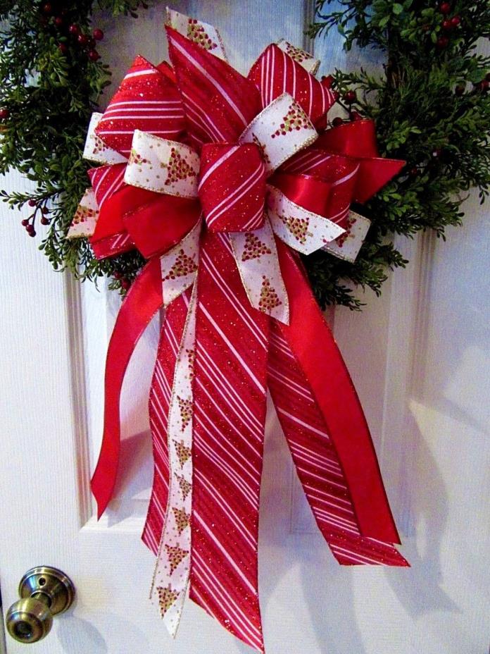 CHRISTMAS BOW~CANDY CANE 2 1/2