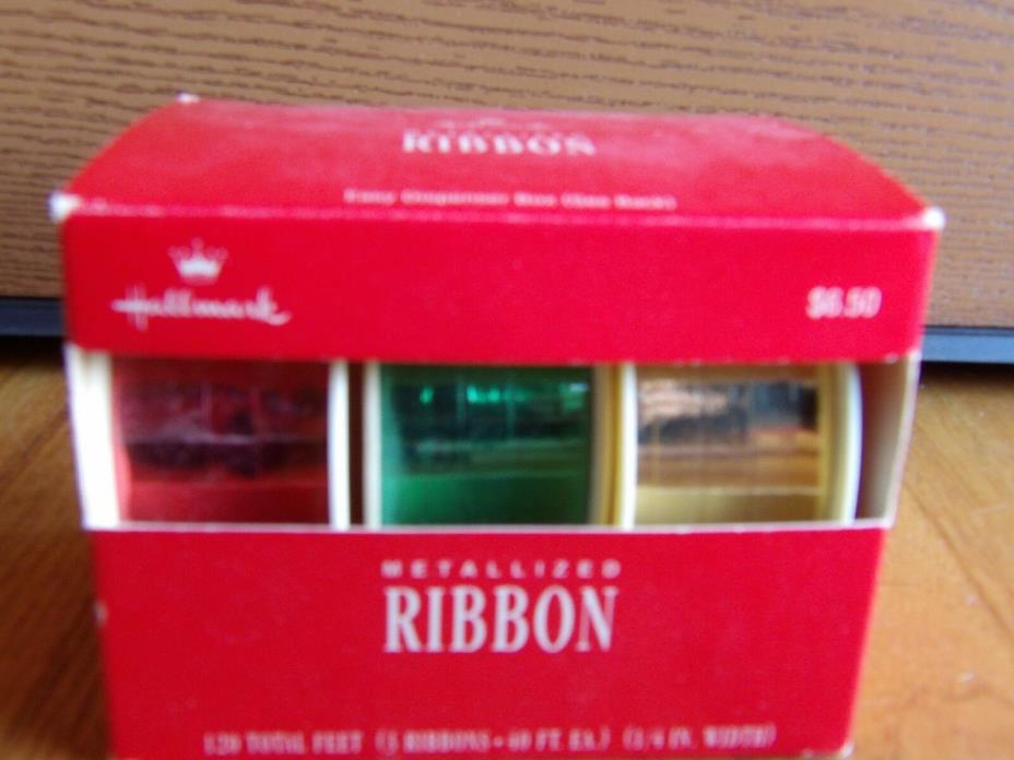 Hallmark Ribbon metallized 3 orig boxes new unused each3 ribbons red green gold