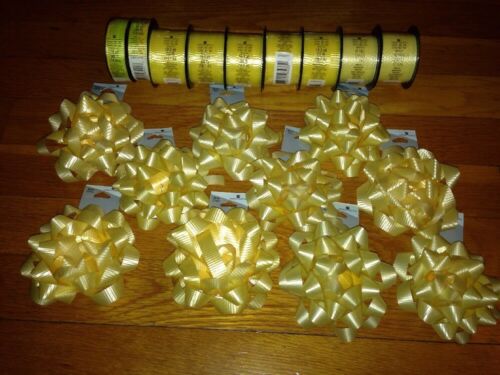 Lot Of American Greetings Yellow Curling Ribbon And Bows
