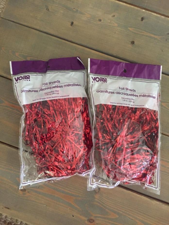2 Pack! Valentine's Day Red Metallic Shred Tinsel Foil Party Decor Box Filler