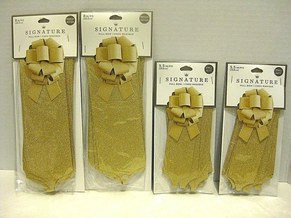 4 Pull Bows Gift Wrap Gold Sparkles 8
