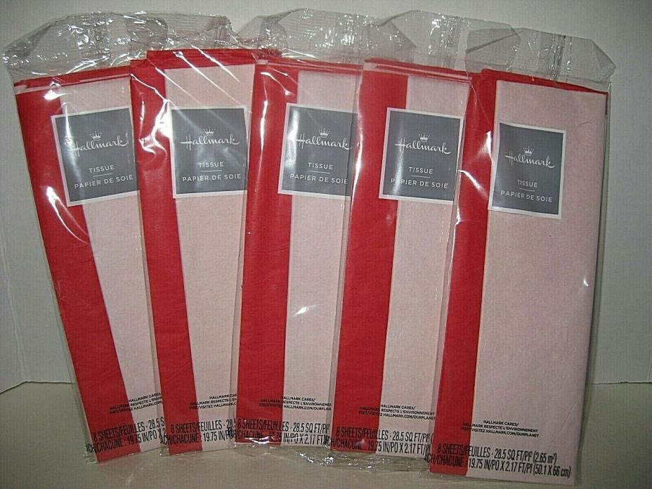 5 Pkgs Tissue Paper RED and PINK Sheets 40 Sheets total Free Ship