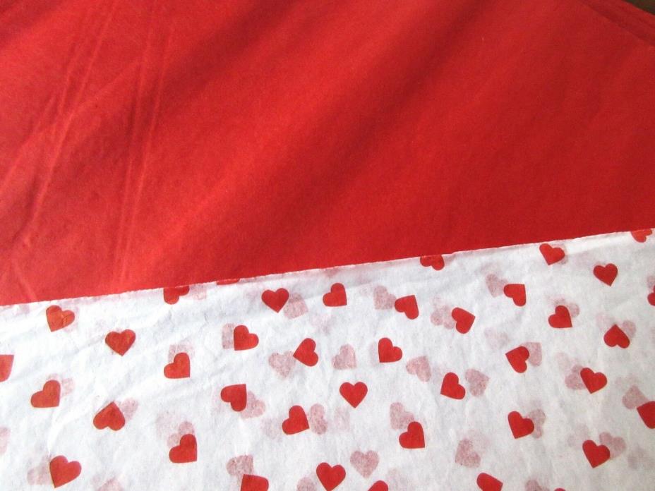 24 SHEETS~RED & RED HEART~VALENTINE TISSUE PAPER~GIFT WRAP-12 SHEETS ea 20