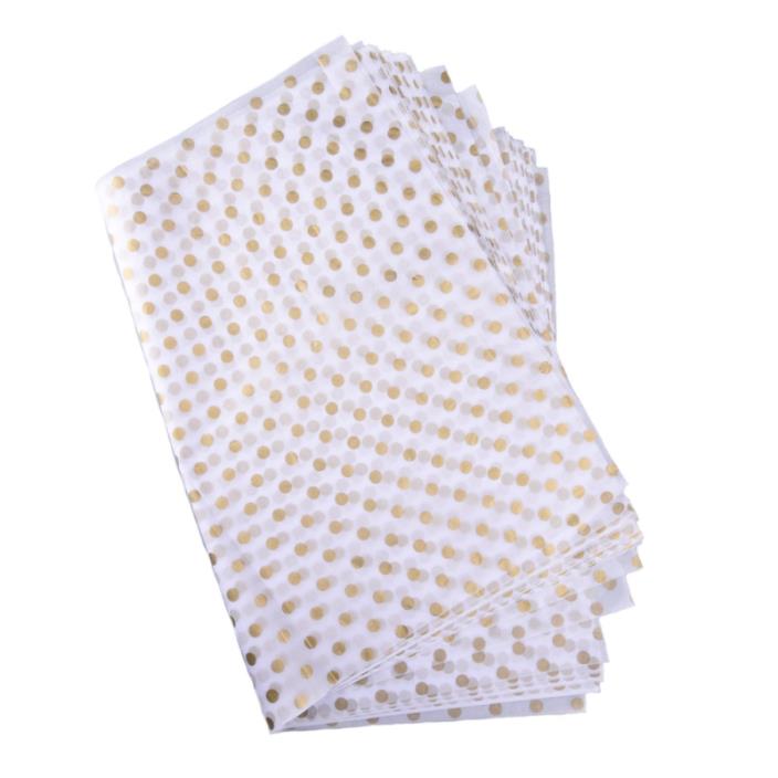 Shappy Polka Dots Tissue Paper Dot Wrapping, Gold and White, 28 Inch by 20, 30 S