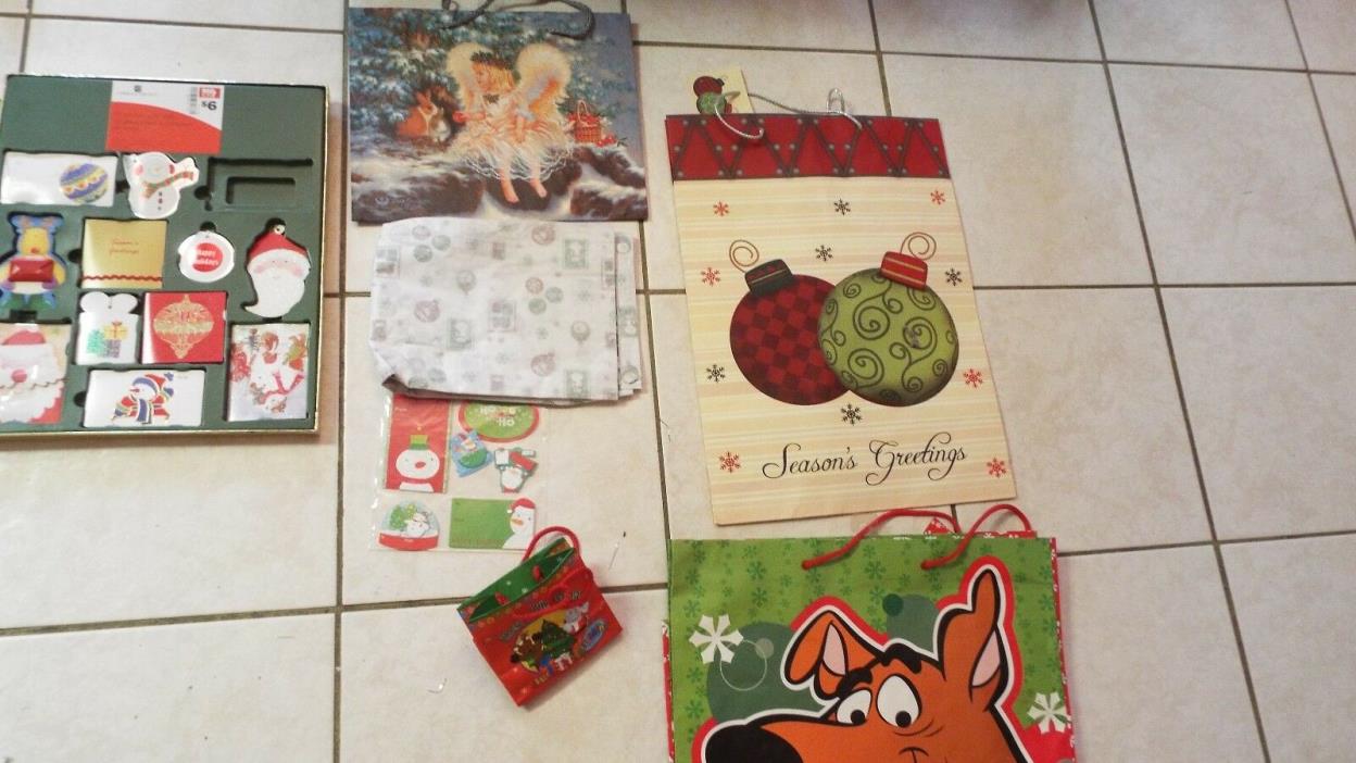 Lot red green Christmas holidays xmas gift tags bags tissue paper & jumbo boxes