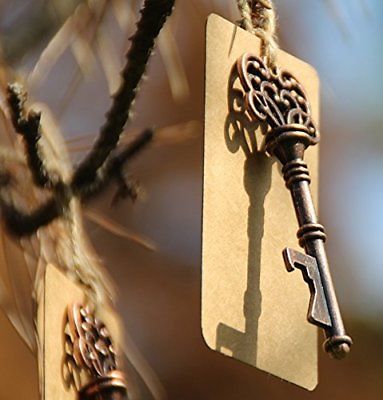 Brand New 50pcs Wedding Favors Skeleton Key Bottle Opener with Escort Tag Card