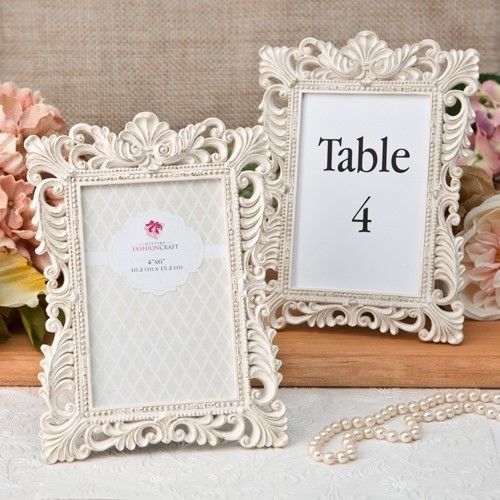 20 Ivory & Gold Leaf Accents Table Frames Wedding Bridal Baby Shower Party Favor