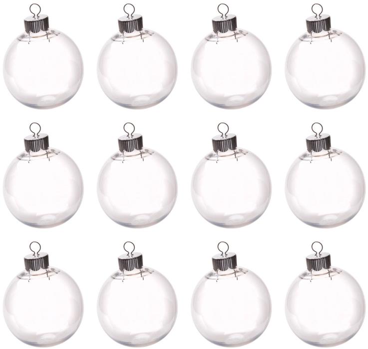 12pc Clear Plastic Fillable Ball Ornament - 83mm (~3-1/4