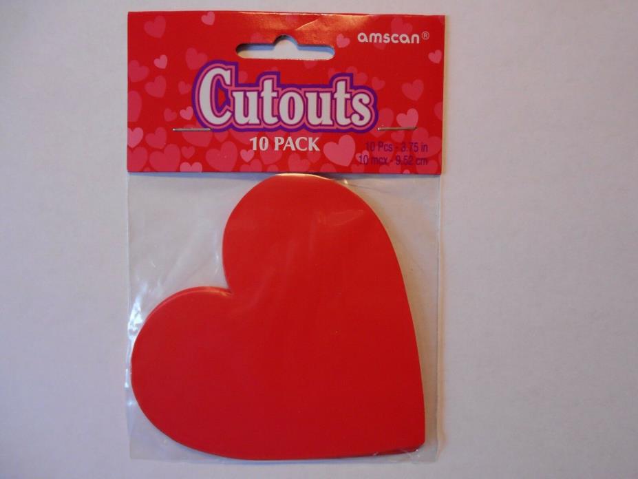 AMSCAN Paper Cut Out Red Heart Decorations #19311, 10-Count Pkg. (3.75