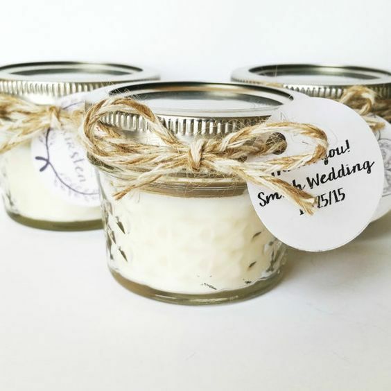 NEW! 12 PERSONALIZED 4 OZ CANDLE - 100% SOY WAX! BRIDAL SHOWER - WEDDING FAVORS