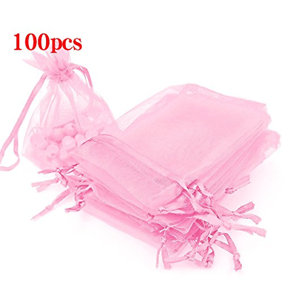 Boshen 100/200PCS Organza Gift Candy Sheer Bags Mesh Jewelry Pouches Drawstring