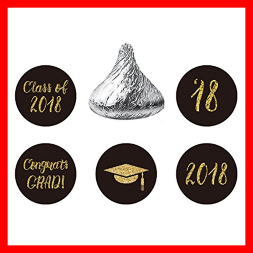 Black Class Of 2018 Graduation Party Favor Stickers Round Congrats Grad Ta