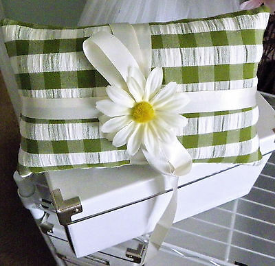 Green Gingham Ring Bearer Wedding Pillow