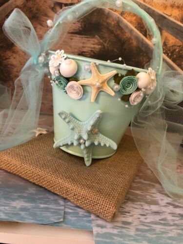 Flowergirl Beach Wedding Shell Bucket Basket