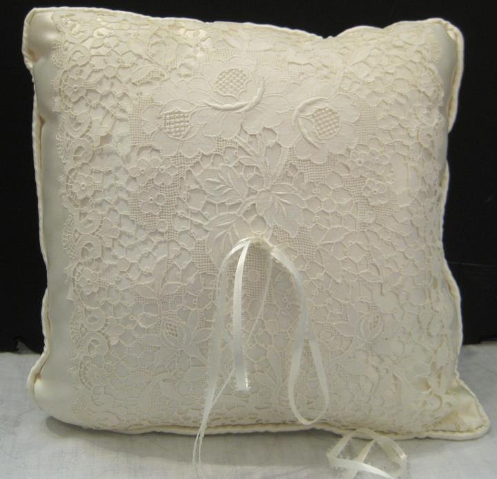 handmade vintage lace ring-bearers pillow with tie - 13