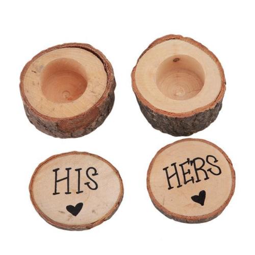 His and Hers Ring Bearer Boxes Ring Holder Wedding Rustic Wood Crafts Box Jian