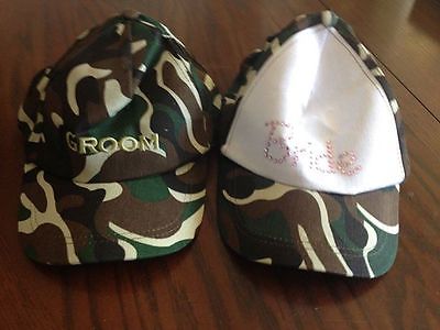 Brand New His & Hers Bride & Groom Camo Hats Caps