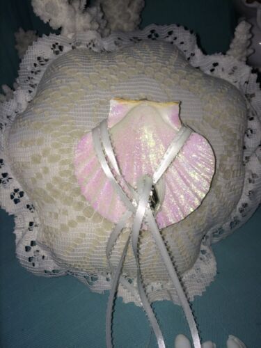 Chic Wedding Shower White Lace BEACH WEDDING RING PILLOW *New