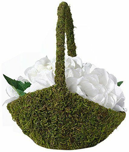 Lillian Rose Rustic Moss Green Wedding Flower Girl Basket