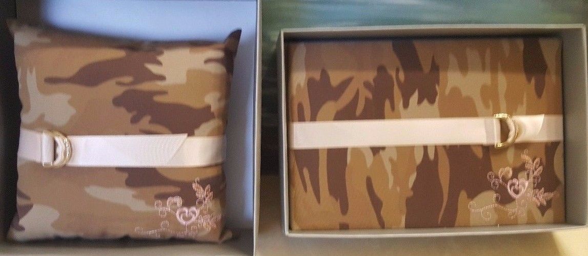 NIB Wedding Star Camouflage Pillow Ring Bearer & Guest Book
