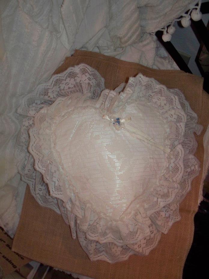 PILLOW, WHITE LACE, HEART SHAPE, RING BEARER, LITTLE GIRLS ROOM