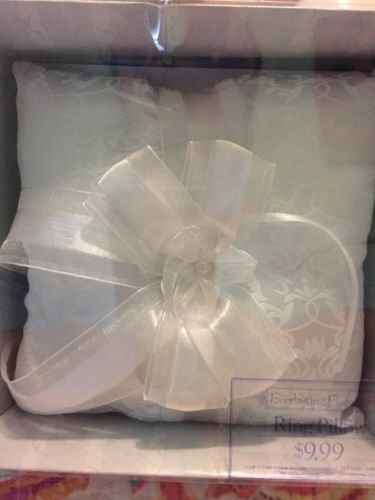 NEW Everlasting Elegance WHITE Satin & Chiffon Wedding Ring Bearer Pillow