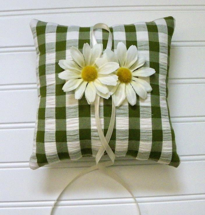 Ring Bearer Pillow Gringham Green Plaid Style Great For Theme Wedding