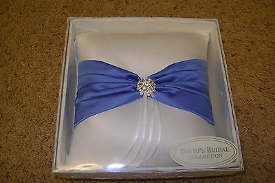 NEW David's Bridal Wedding Ring Pillow Cornflower (Blue) White P618CNFLW