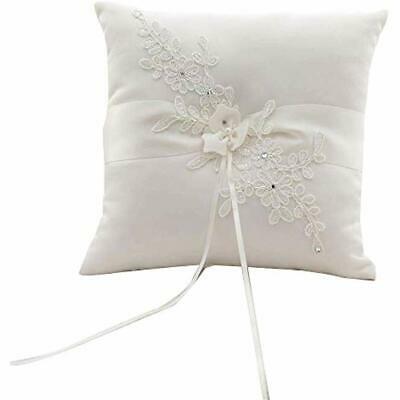 Flower Wedding Ring Pillow Ivory Cushion Bearer For Beach Wedding 8.26 Inch Home