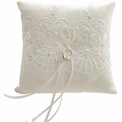 Lace Pearl Wedding Ring Pillow Ivory Cushion Bearer For&nbspWedding Ceremony, 