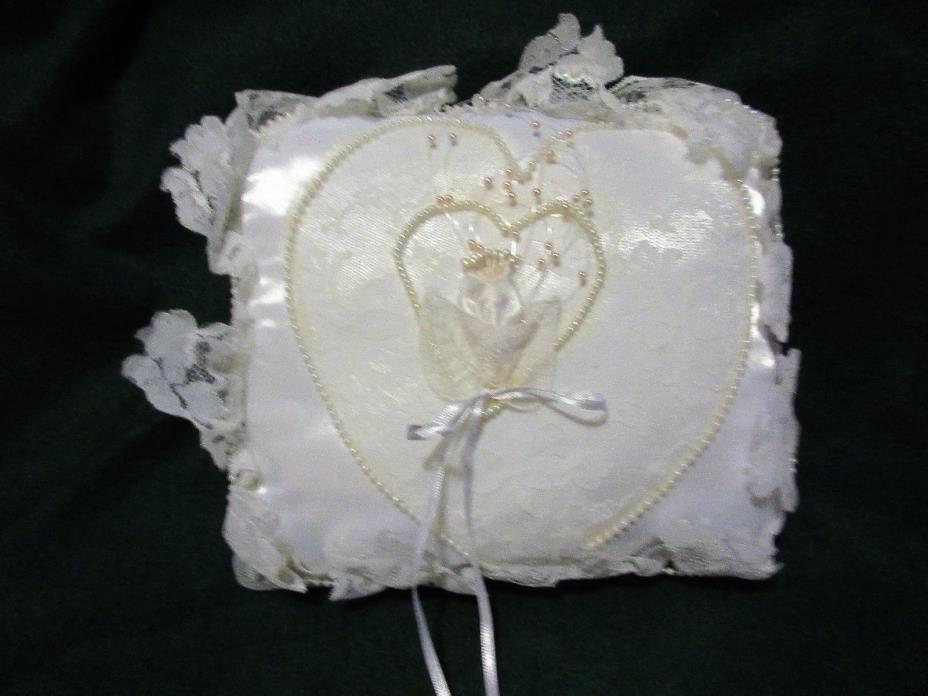 Satin & Lace Wedding Ring Bearer Pillow