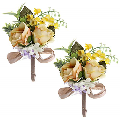 Febou Boutonniere Pack of 2 Wedding Boutonniere for Groom Bridegroom Groomsman