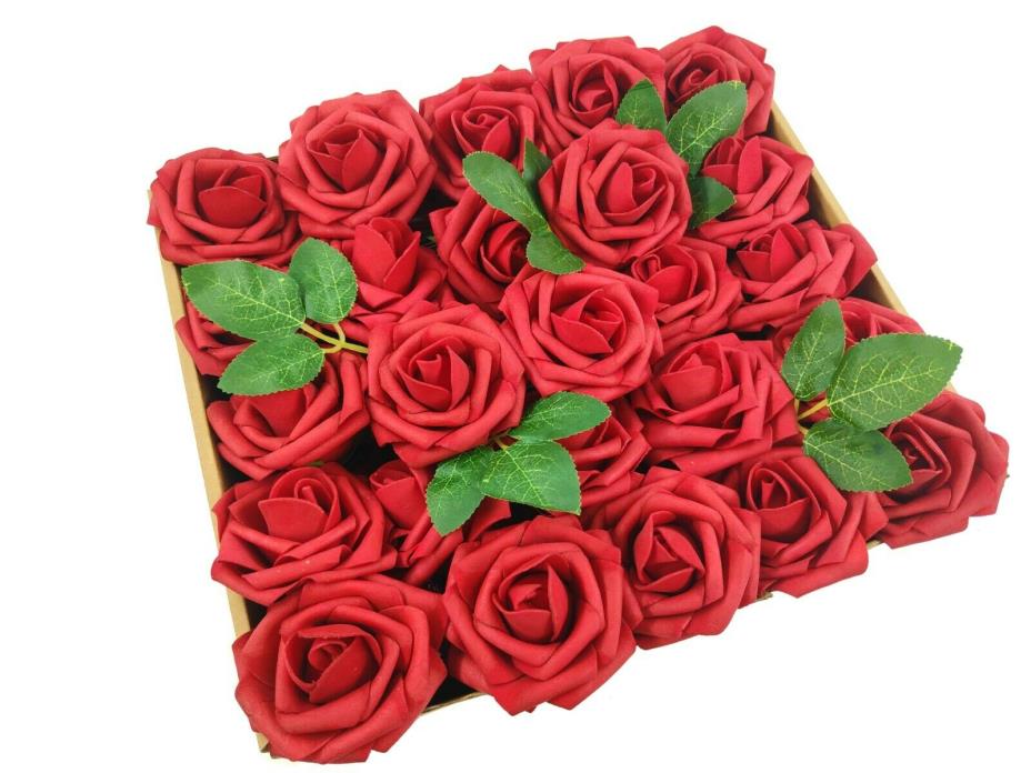 50pcs Artificial Foam Roses for Wedding Bouquets DIY Home Party Decoration