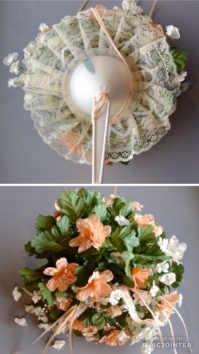 True Vintage 1980 Artificial Wedding Bridal Bouquet Bride/Bridesmaid~PEACH COLOR