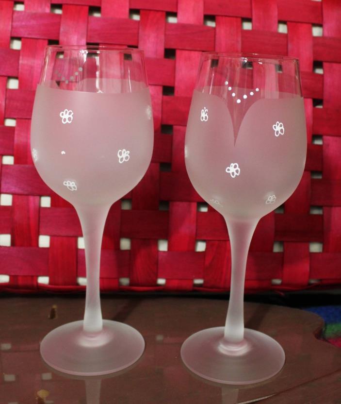 Lesbian Wedding  Toasting Glass Set of Two Flutes or Goblets Frosted Gown Design