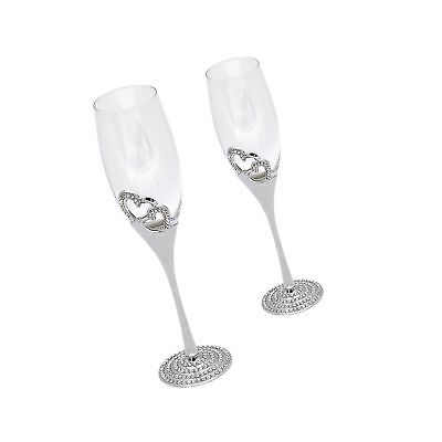 D&Z Champagne Crystal Glasses Flute Pair, Heart-shaped Colored Enamel Cocktail