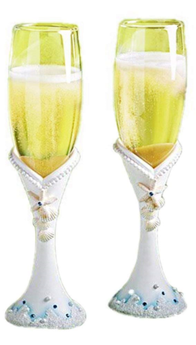 Fashioncraft 2416 Finishing Touches Collection Beach Themed Champagne Flutes One
