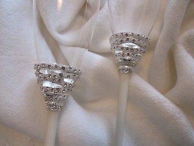 new THINGS REMEMBERED CRYSTAL-ELEGANT-MODERN WRAP TOASTING WEDDING FLUTES