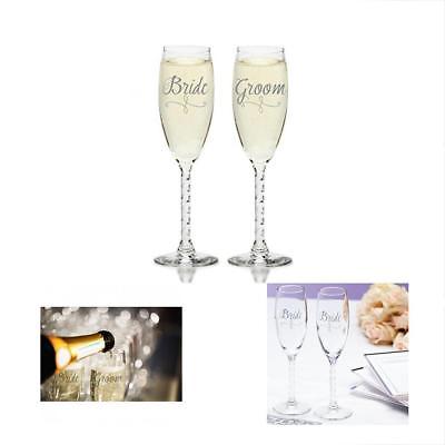 Bride & Groom Silver Champagne Flutes - Elegant Wedding Toast Glass Set For Mr