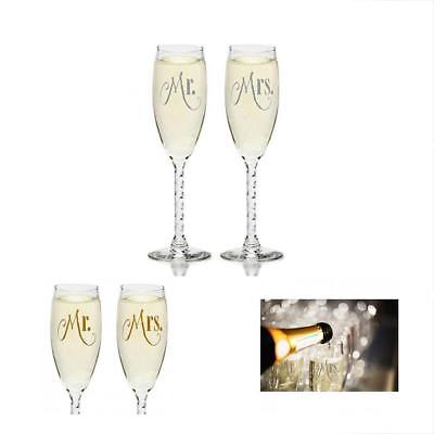Mr. & Mrs. Silver Champagne Flutes - Wedding Glasses For Bride Groom Toasting