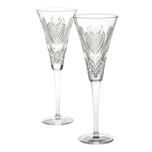 WATERFORD Crystal Wedding Heirloom Toasting Flute Champagne Pair New  #139936